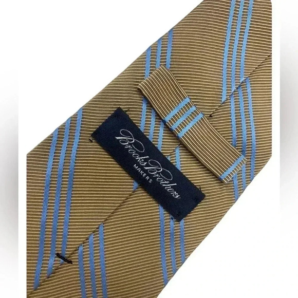 Brooks Brothers Silk Cotton Blend Brown & Blue Neck Tie - Picture 3 of 6